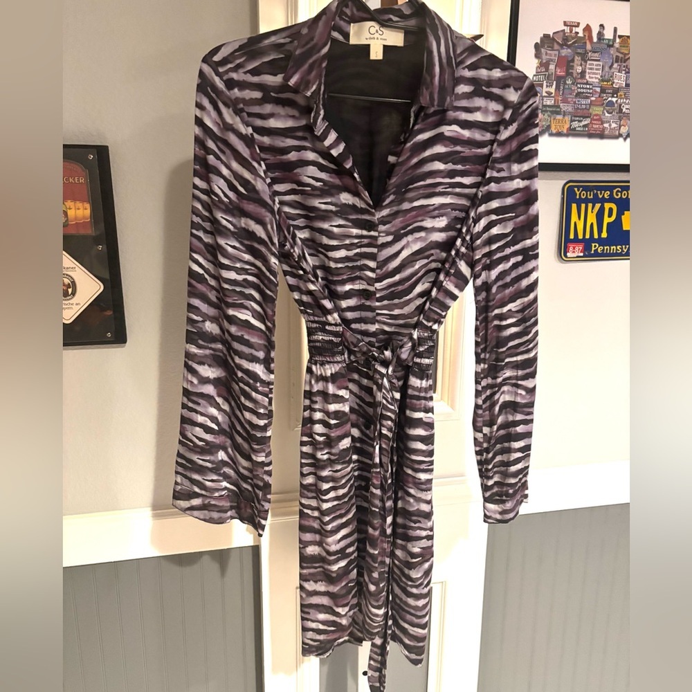 Cloth and Stone Size Small Purple Zebra Print Dress